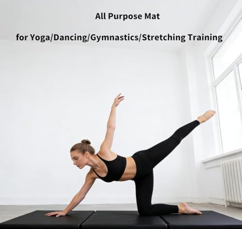 ZENY 2’’ Thick Tri-fold Folding Gym Exercise Mat Extra Thick Gymnastics Mat Tumbling Mat with Carrying Handles for Home Workout, Core Workouts, Stretching, MMA, Yoga