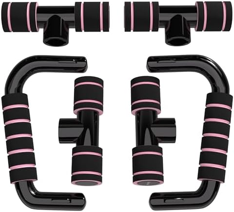READAEER Push Up Bars Gym Exercise Equipment Fitness 1 Pair Pushup Handles with Cushioned Foam Grip and Non-Slip Sturdy Structure Push Up Bars for Men & Women