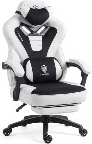 Dowinx Big and Tall Gaming Chair for Adults with Footrest, Massage Lumbar