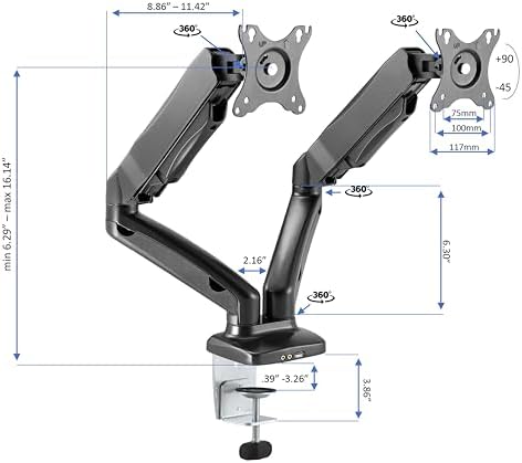 Rocelco 46" Height Adjustable Corner Standing Desk Converter with Dual Monitor Arm Mount Bundle - Sit Stand Up Tabletop Computer Workstation Riser - Extra Large Keyboard Tray - Teak (R CADRT-46-MA2)