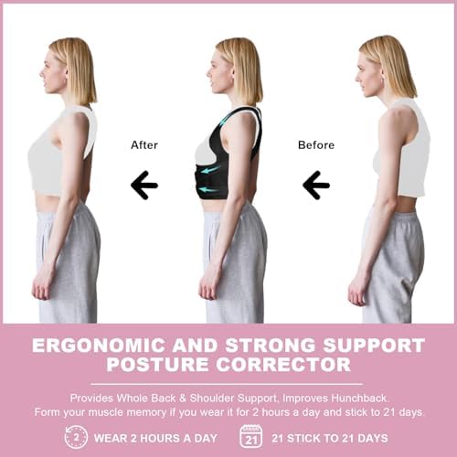 zhanghe Posture Corrector for Women and Men,4 In 1 Adjustable Full Back Brace,Posture Braces Can Relieve Upper and Lower Back Pain, Shoulder Braces for Hunchback,Scoliosis, Lumbar Spine, Spine(Black)