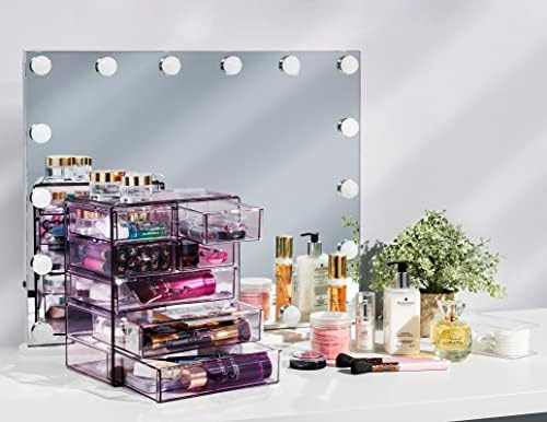 Sorbus 7-Drawer Makeup Organizer with Small & Wide Drawers (Purple)