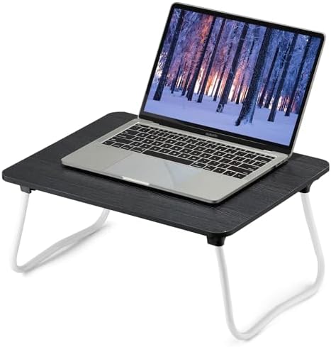 ZEAPTAC Laptop Bed Desk, Foldable Lap Desk, Portable Lap Table, Bed Table, Laptop Stand, Lightweight & Mini Table for Breakfast/Picnic/Drawing/Couch/Floor - Black