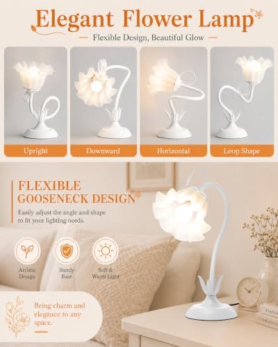 WERFOP Flower Table Lamp Cute Desk Lamp for Bedroom Home Decor