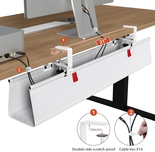 Univivi No Drill Under Desk Cable Management Tray, 36 inch Cable Management