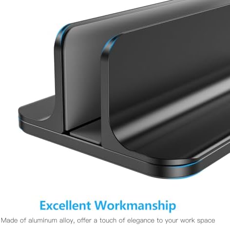 OMOTON Vertical Laptop Stand, Adjustable Dock for MacBook, Black & Black
