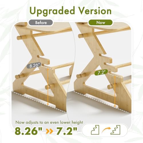 Amazer 22 inch Standing Desk Converter, Bamboo Desk Riser with Lap Desk