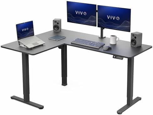VIVO Black 63 x 47 in Corner Standing Desk, DESK-E3CTB-47