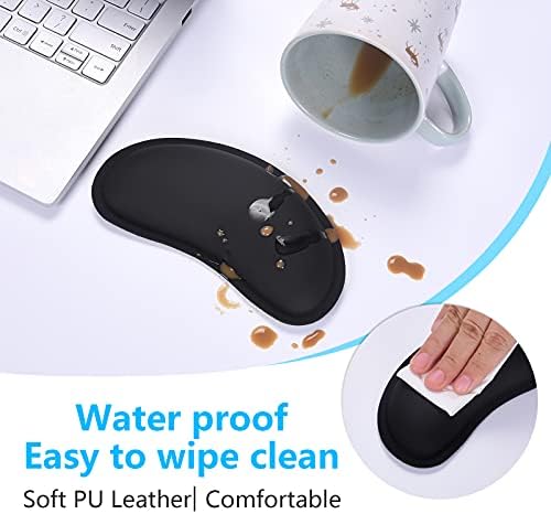 Dapesuom Mouse Wrist Rest, Ergonomic Memory Foam Mouse Wrist for Computer Desk Mats Support, PU Leather Hand Rest Pad Cushion for Gaming, Laptop, Men, Women, Pain Relief & Easy Typing, Black