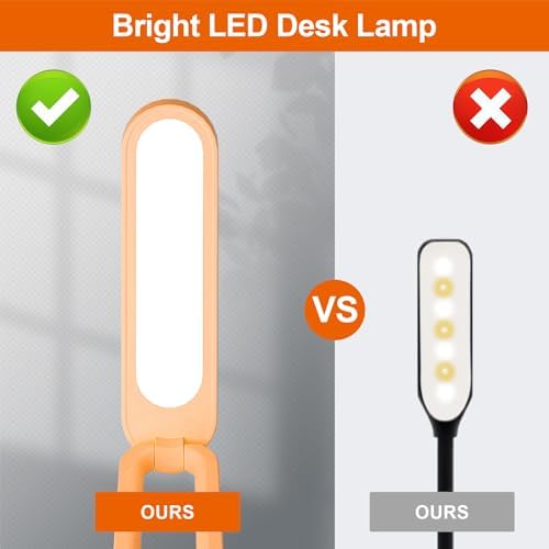 Giryuhd LED Desk Lamp for Office Home & Battery Operated Lamp Rechargeable Lamp Foldable & Portable Light, LED Desk Light Strip, 3 Brightness Dimmable Small Desk Lamp Reading Lamp (Orange)