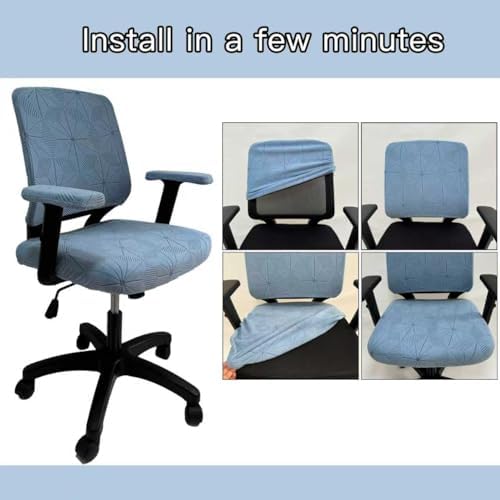 High Elasticity Anti Slip Office Chair Cover, Split Design for Easy Installation,Universal Desk Chair Cover wear-Resistant and Scratch Resistant (Sky Blue, Chair seat Case + Back Case)
