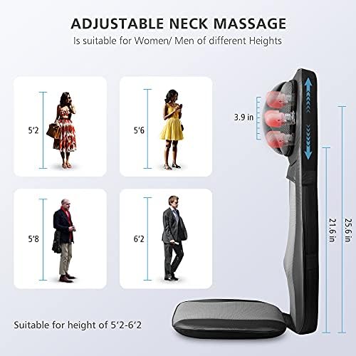 Snailax Shiatsu Neck & Back Massager with Heat Chair Pad Kneading Massage