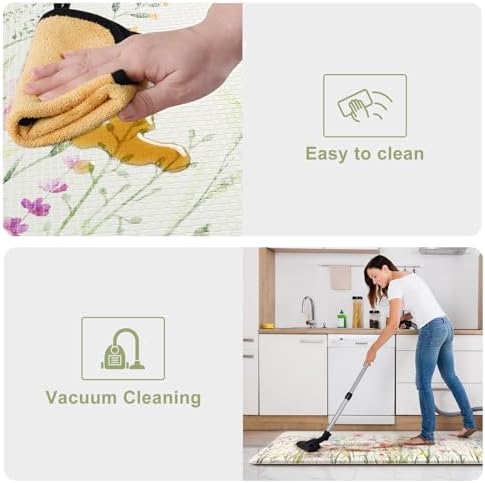 KIMODE Anti Fatigue Kitchen Mats for Floor, Floral Kitchen Rugs Set of 2