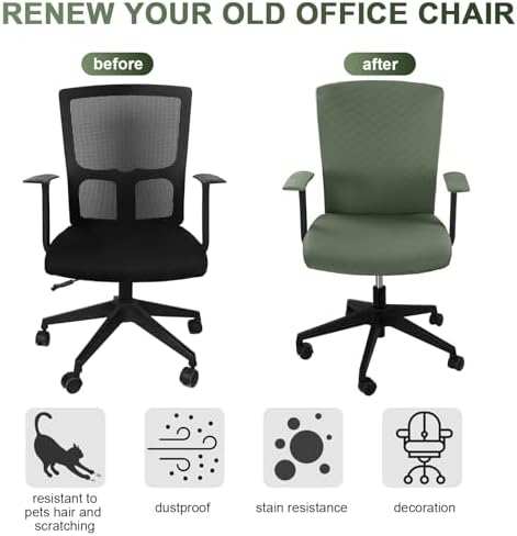Tallew 4 Pcs Office Chair Covers Stretch Seat Armrest, Olive Green