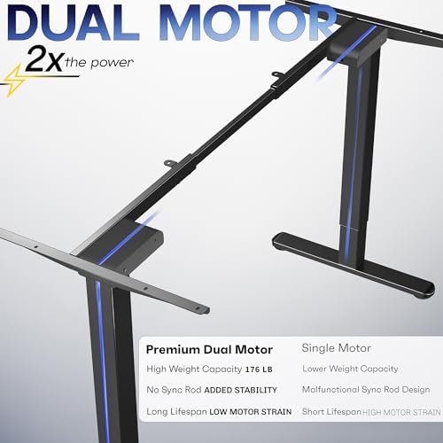 VIVO Black Dual Motor Electric Standing Desk Frame, DESK-V122EB