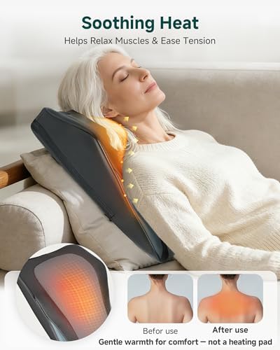 Snailax Shiatsu Back Massager with Heat, Neck & Back Massage Pillow