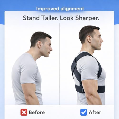Posture Corrector for Men - Lightweight Upper Back Brace Posture Corrector for Neck Shoulder & Back Pain Relief Under Clothes - Invisible Shoulder Support Brace Improve Posture Correct Hunchback Slouching