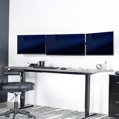 VIVO Premium Triple Monitor Wall Mount for 3 Screens up to 22 lbs, Fits up to 38 inch Ultrawides on Center Bracket, Adjustable Telescoping Arms, Flush Wall Setup, Black, MOUNT-TS03C