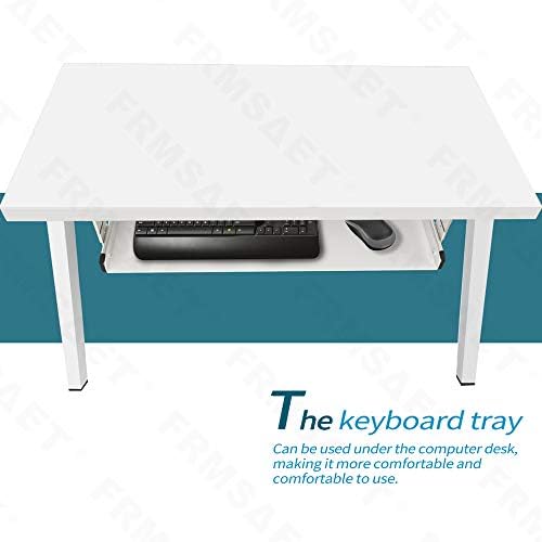 FRMSAET All-Metal 20/24/30 inch Under Desk Keyboard Tray (30 inch, White)