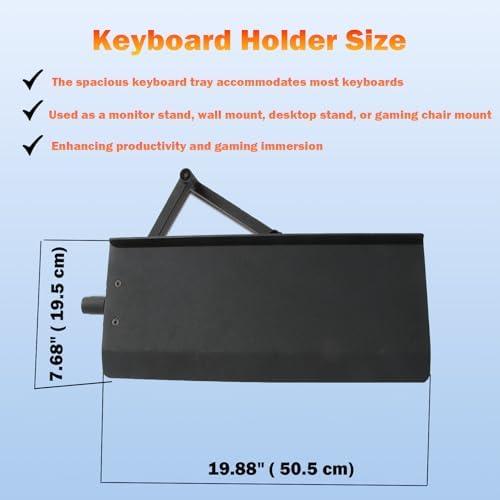 Keyboard Tray, Keyboard Holder for Gaming Chair, Adjustable Angle and Position Chair Keyboard Tray (Black, PRO Keyboard Tray)
