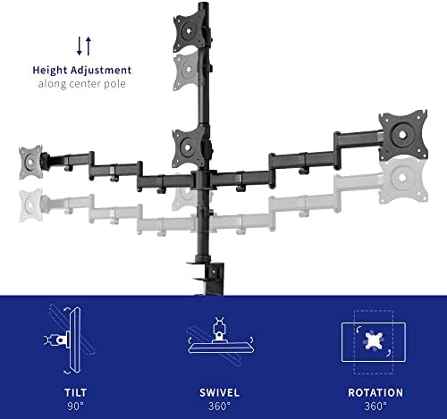 VIVO Quad Monitor Adjustable Heavy Duty Mount, Articulating Stand for 4 LCD Screens up to 24 inches STAND-V004Y