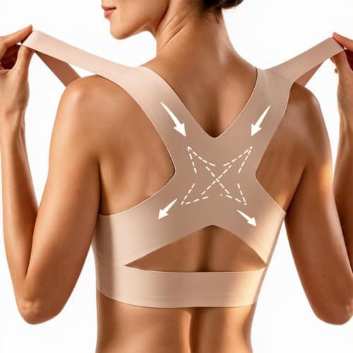 Posture Corrector Bras for Women Wireless Wide Strap Back Support Bra