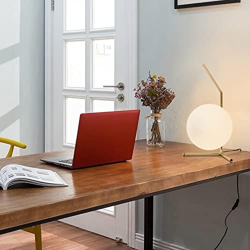 BOKT Mid Century Modern Brass Table Lamp Large Globe Ball Desk Lamp Brush Gold Metal Reading Lamp Industrial Bedside Nightstand Reading Light for Bedroom, Kids Room, Office