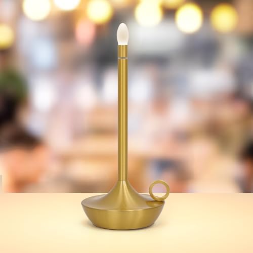 Rechargeable Cordless Table Lamp, Battery Table Light | Stepless Dimming Portable LED Table Light with Memory Function, for Outdoor/Dinner/Patio/Restaurant.(Gold)