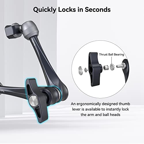SMALLRIG Rosette Magic Arm 11 Inch with Ball Head, 1/4"-20 Screws, and Anti-Twist Pins, for Cameras/iPads/Monitors/LED Lights/Smartphones/Action Cameras, Max Load Capacity 3kg (Pack of 2)