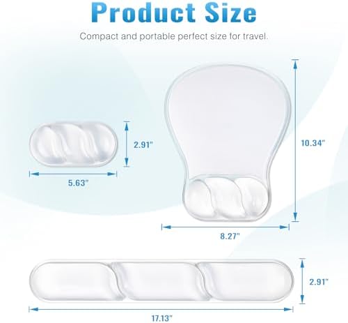 Ospelelf Cloud Mouse Pad with Wrist Rest Set Gel Ergonomic Keyboard Wrist Support Anti-Slip Rubber Bottom Office Women Desk Accessories for Computer, Laptop and Gaming, Clear