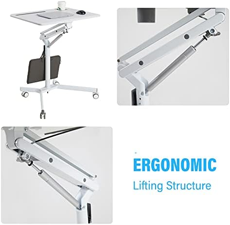 Mobile Rolling Desk, Small Standing Desk with Wheels,Portable Laptop Desk