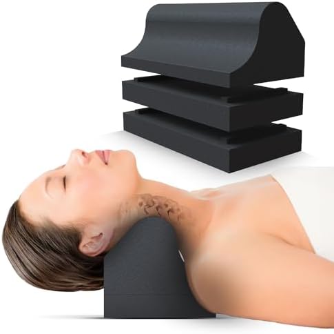 Cervical Traction Orthotic Chiropractic Neck Alignment Device for Spinal Curve Tension Stretching Forward Head Posture Pain Relief and Physical Therapy (Black)