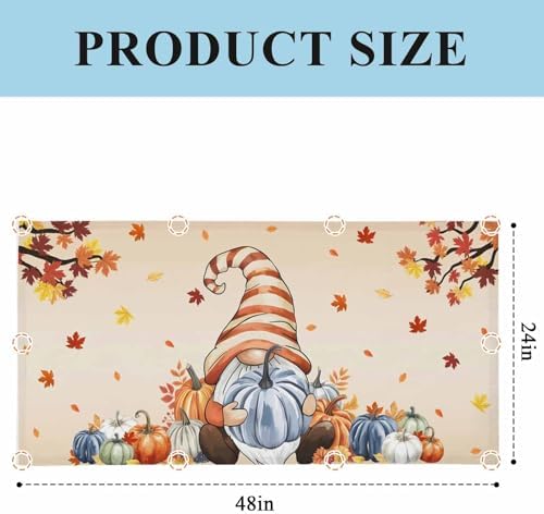 Thanksgiving Autumn Magnetic Fluorescent Light Covers for Ceiling Lights 2 x 4 Feet,Fall Gnomes Blue Pumpkin Maple Leaves Office Classroom Kitchen Drop Ceiling Light Covers Filters Shade Panel 3 Packs