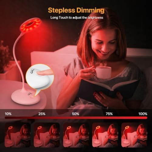 Desk Lamp with 670nm Red Light Therapy for Reading Sleep Bedroom