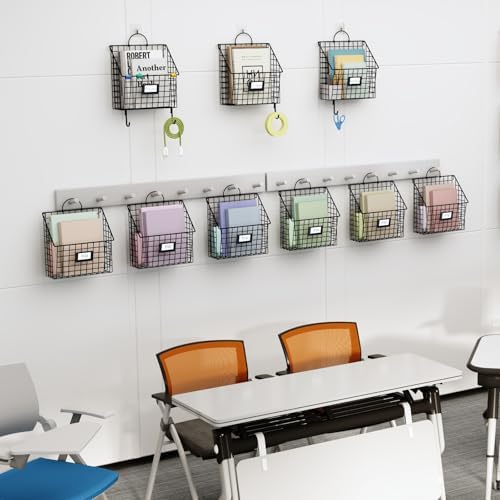 3 Packs Hanging Wall File Organizer with Hooks, Magazine Rack ,Mail Basket