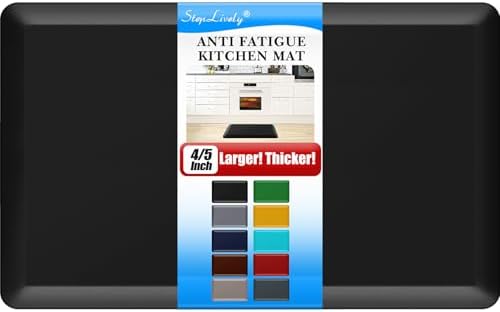 4/5 Inch Thick Kitchen Mat - Cushioned Anti Fatigue Mats for Kitchen Floor - Easy to Clean, Waterproof, Non-Slip Kitchen Rug for Sink, Office, Kitchen (22''x36'' Black)