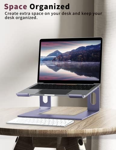 ALASHI Ergonomic Laptop Stand, Aluminum Desk Riser, 10-15.6", Light Purple