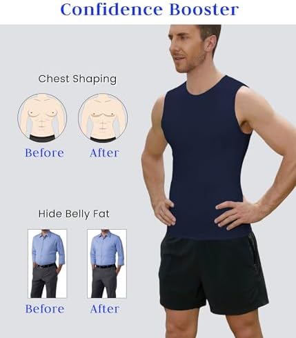 Compression Shirt Men Slimming Body Shaper Vest Crewneck Workout Tank Top