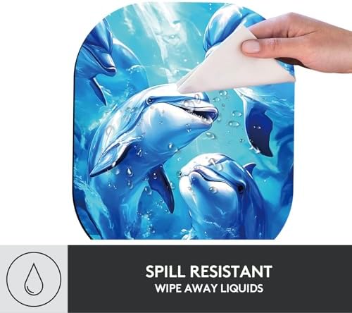Small Mouse Pad，Mini Mouse Pad 6 x 7 Inch，for Laptop Keyboard Tray Wireless Mouse Home Office Travel，with Non-Slip Rubber Base, Waterproof Mouse Mat，Blue Dolphins Underwater
