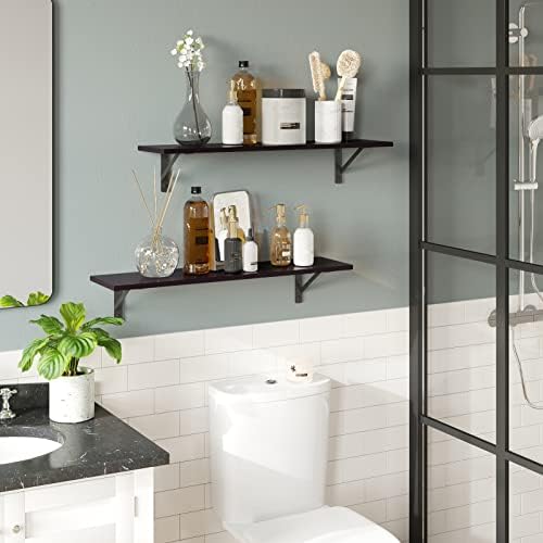 DINZI LVJ Long Wall Shelves, 31.5" Wall Mounted Shelves with Metal Brackets