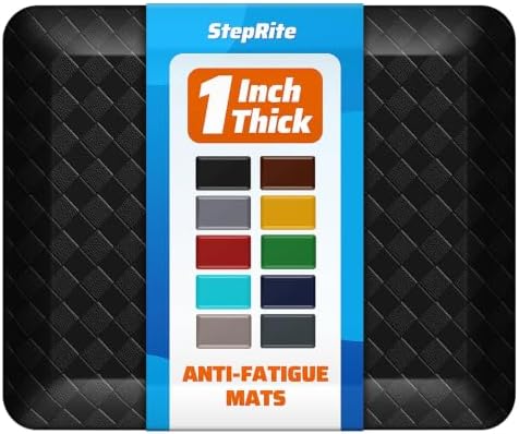 1" Thick Kitchen Mats for Floor, Water Resistant Floor Rug,Black/24" x 20"