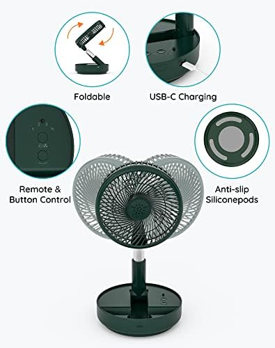 Portable Fan for Travel, Rechargeable Oscillating Fan with Remote