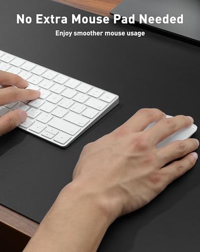Aothia Faux Leather Desk Mat - Large Mouse Pad, Non-Slip PU Leather Blotter, Waterproof Writing Surface for Office and Home (Black, 42" x 17")