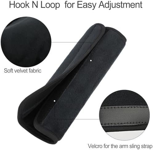 Cushioned Arm Sling Padding for Neck Slim Sling Pad Neck Strap Cushion Comfort Shoulder Support Rotator Cuff Surgery Arm Immobilizer Brace Carry Padded Cover Pillow Wrist Hand Injury, 2Pcs Velvet Black