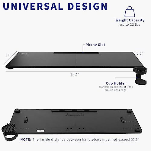 VIVO Universal Treadmill Desk with Phone Slot and Cup Holder, Ergonomic Platform for Notebooks, Tablets, Laptops, and More, Fits Treadmill Handlebars up to 31 inches, STAND-TDML2A