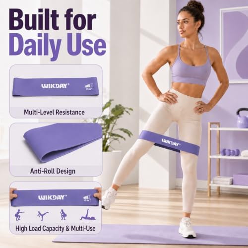 WIKDAY Resistance Bands for Working Out Exercise Loop Bands Workout Bands Set for Men Women Body Stretching, Crossfit Training, Home Workout, Physical Therapy, Booty Legs, Set of 5
