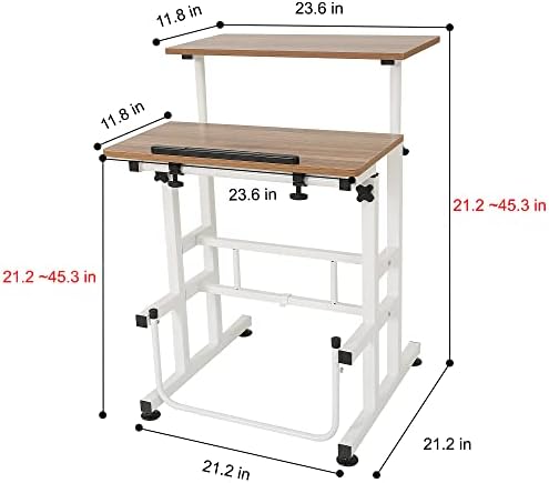 SDADI Adjustable Height Standing Desk with Swinging Footrest Optional for Standing and Seating 2 Modes, Dark Grain L101XWFDT