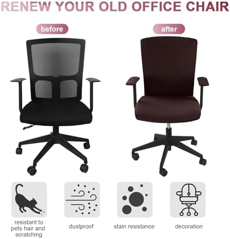 Tallew 4 Pcs Office Chair Covers Stretch Seat Armrest, Dark Brown