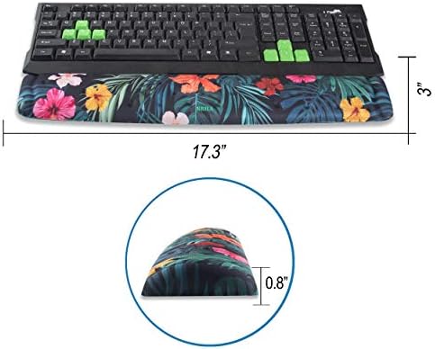 BRILA Memory Foam Mouse & Keyboard Wrist Rest Support Pad Cushion Set for Computer, Laptop, Office Work, PC Gaming - Massage Holes Design - Easy Typing Wrist Pain Relief (Floral Leaves)