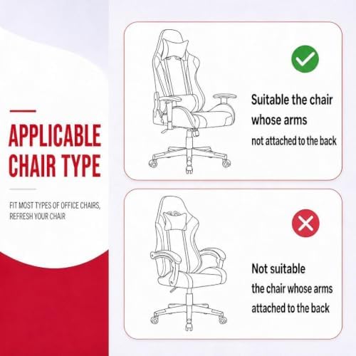 Deisy Dee Gaming Chair Cover, 4-Piece Stretch Computer Chair Slipcover with Armrest Cover, Universal Polyester Spandex Washable Chair Protector for Racing Office Reclining Chair